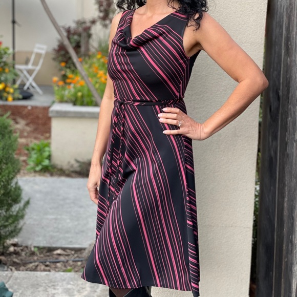 90’s Express Black & Pink Striped Dress - Picture 2 of 5